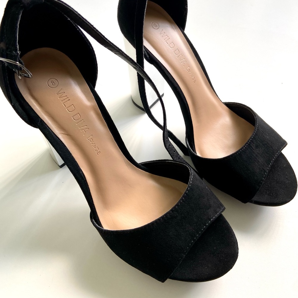 Wild diva black velvet heels